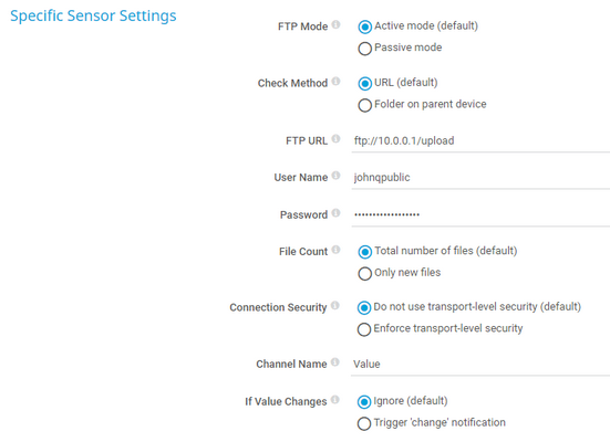 Specific Sensor Settings
