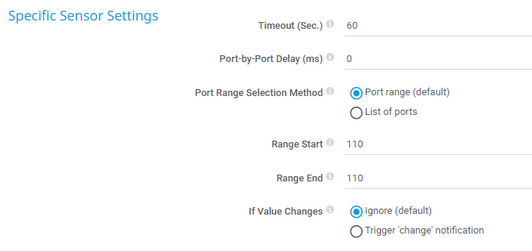Specific Sensor Settings Specific Sensor Settings