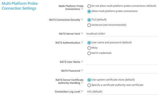 Multi-Platform Probe Connection Settings